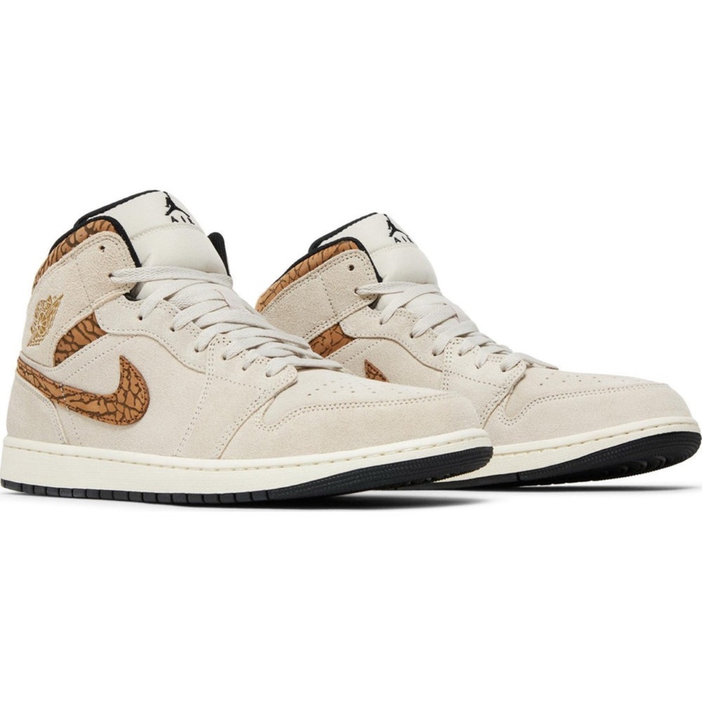 Nike Men's Air Jordan 1 Mid SE Shoes Brown Elephant